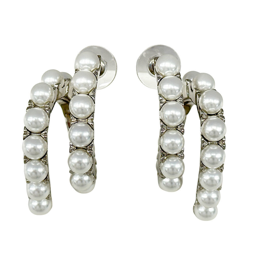 Miu Miu Miu earrings for women, brand name, faux pearl, metal, silver, 5J0664...